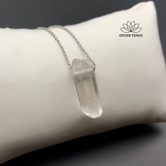 Clear Quartz Necklace • Stainless Steel • Medium - Picture 5 of 7